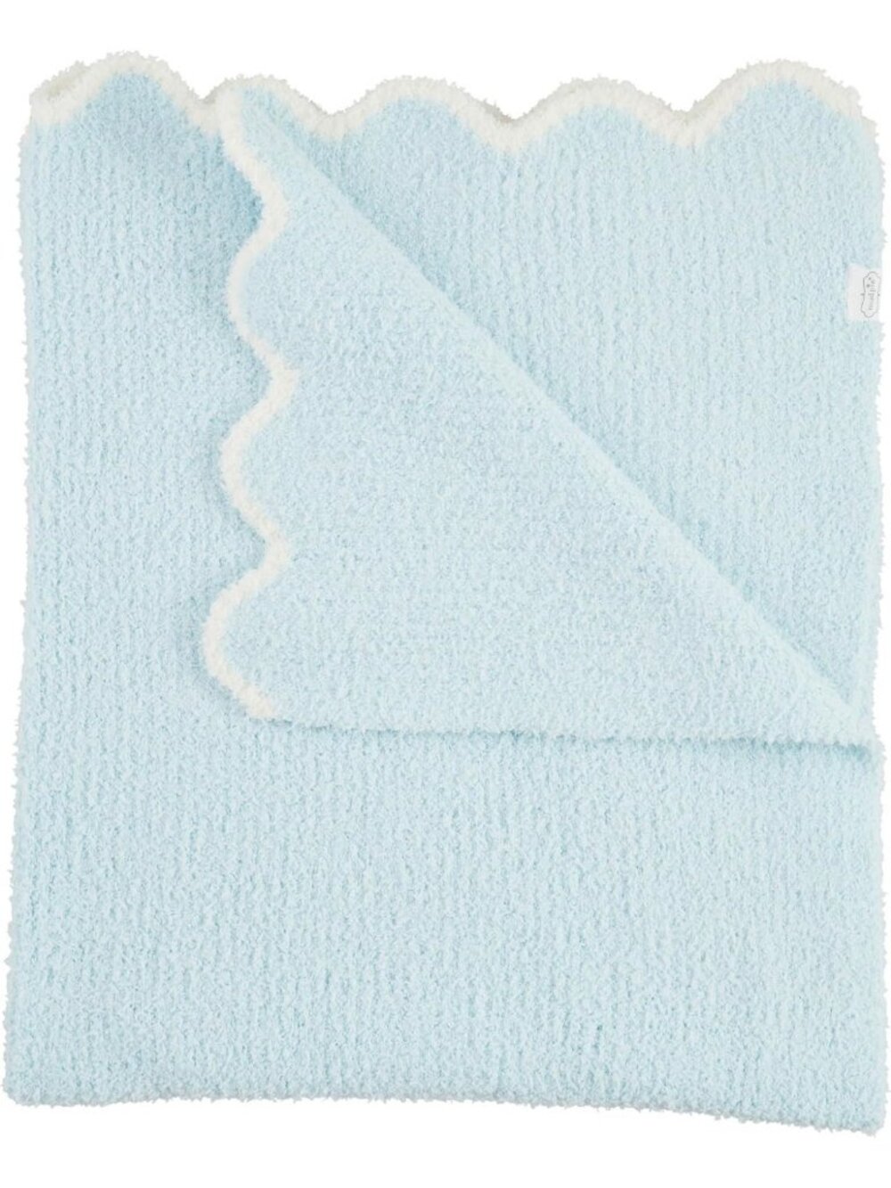 Cozy Blue Chenille Baby Blanket with Scallop Design | Soft & Stylish Nursery